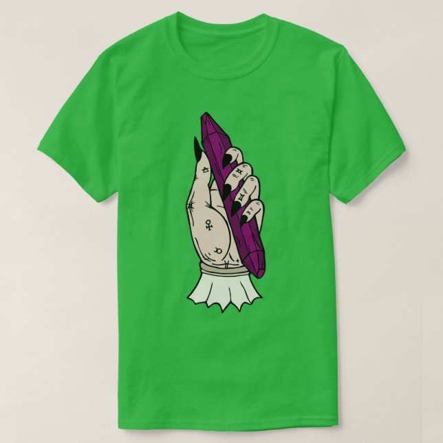 Alchemy Hand mit Crystal Dark Arts Pagan T-Shirt (Design vorne)
