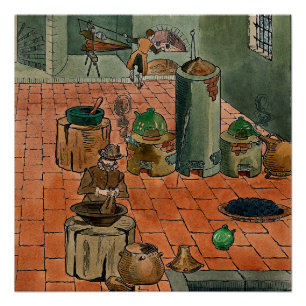 Alchemy Laboratory im Mittelalter Poster