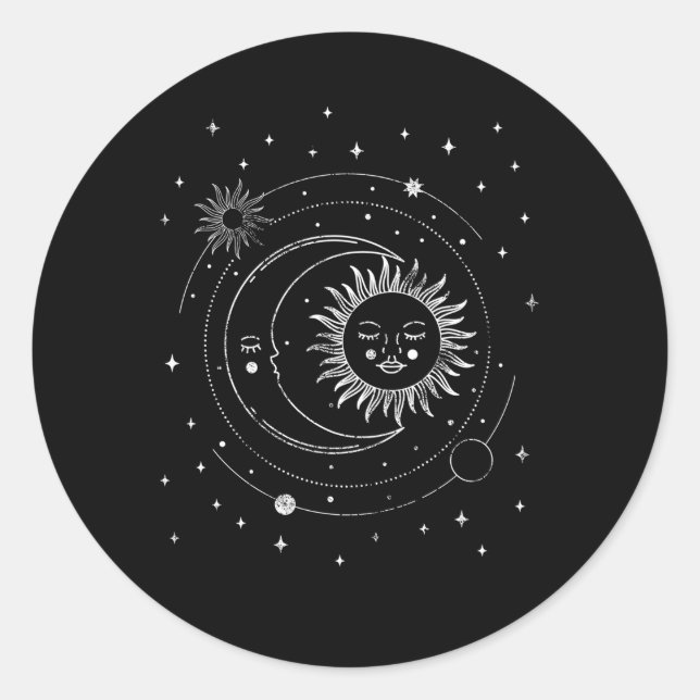Alchemy Sun Moon Astrologie Runder Aufkleber (Vorderseite)