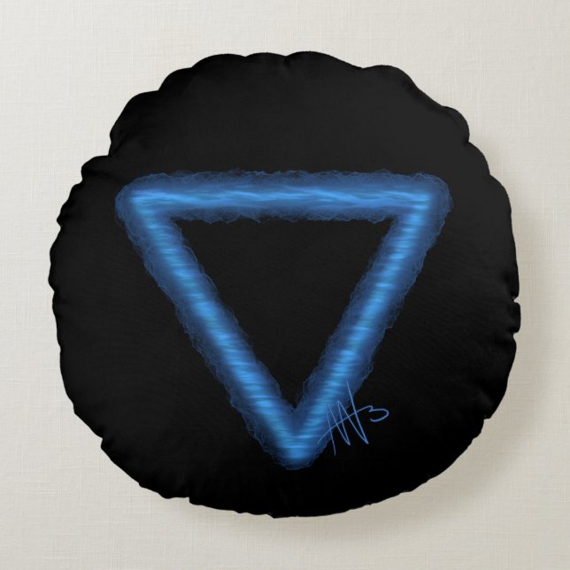 Alchemy-Symbol für Wavy Water Element Rundes Kissen (Vorderseite)