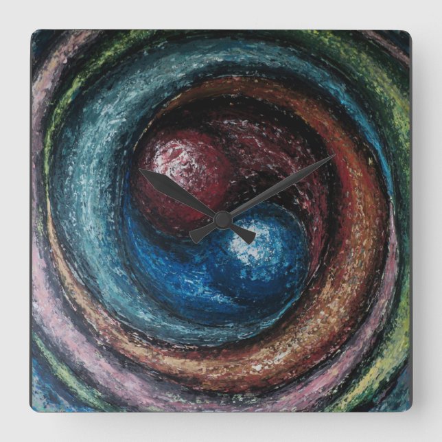 "Alchemy" von Ramona Dumitrescu Quadratische Wanduhr (Vorderseite)