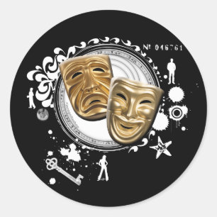 Alchimie der Schauspiel-Drama-Masken Runder Aufkleber