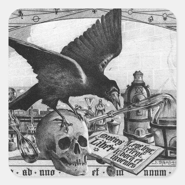 Alchimie-Labrador und menschliche Schädelkleber Quadratischer Aufkleber (Vorderseite)
