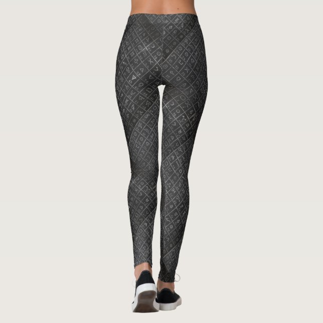 Alchimie-Symbol-schwarze Tafel-Tafel Leggings (Rückseite)