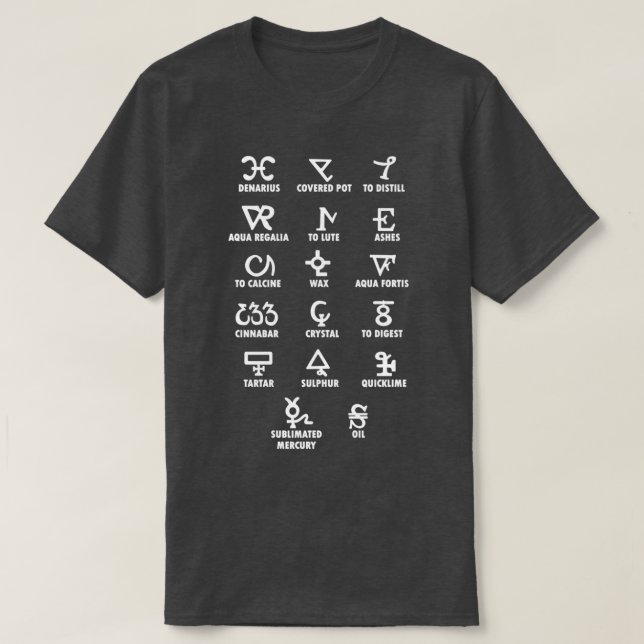 Alchimie-Symbole verwandeln Metall in Gold T-Shirt (Design vorne)