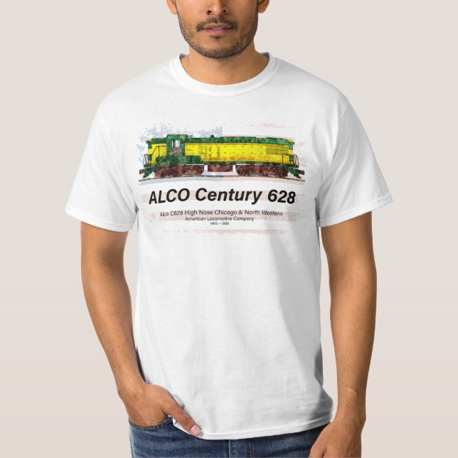 Alco C-628 Diesel Locomotive und amerikanische Fla T-Shirt (Vorderseite)