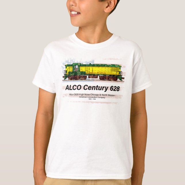 Alco C-628 Diesel Locomotive und amerikanische Fla T-Shirt (Vorderseite)