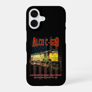 Alco C-628 Diesellokomotive und amerikanische Flag iPhone 16 Hülle