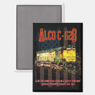 Alco C-628 Diesellokomotive und amerikanische Flag Magnet