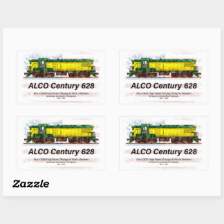 Alco C-628 Diesellokomotive und amerikanische Flag Rechteckiger Aufkleber