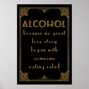ALCOHOL Drinks Bar Gatsby inspiriert Hochzeitszeic Poster