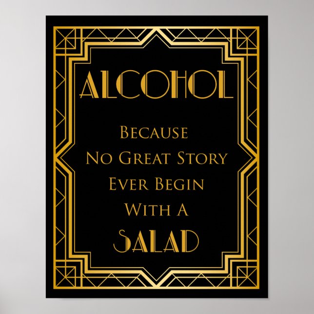 Alcohol Gatsby Wedding Sign | Gatsby Art Deco Poster (Vorne)