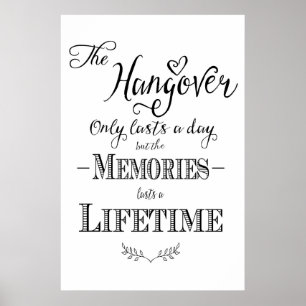 Alcohol HANGOVER Bar Hochzeitsdruck Poster