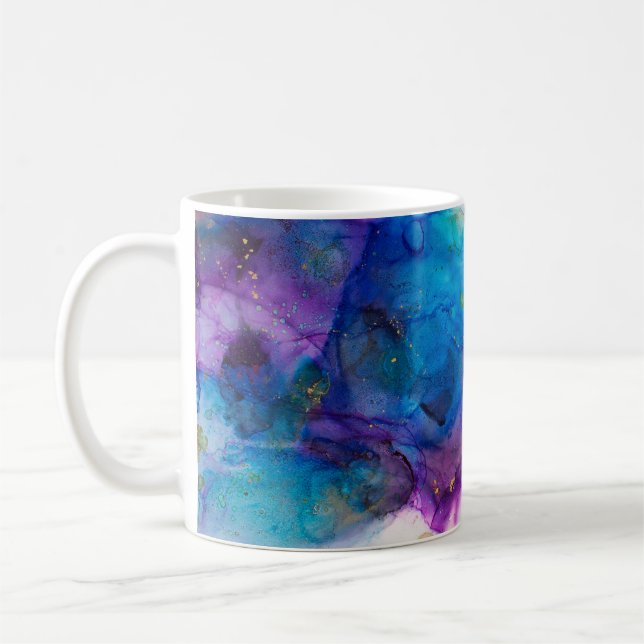 Alcohol Ink Art. Abstrakte Malerei. Alkoholtink ba Kaffeetasse (Links)