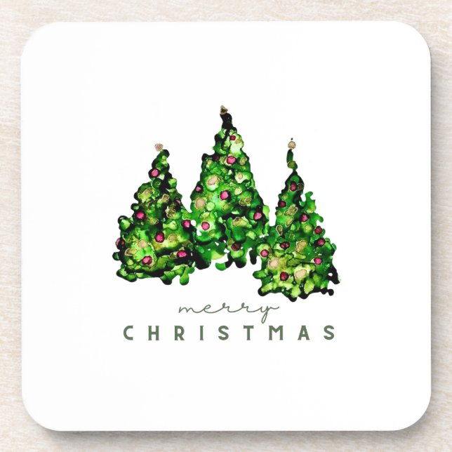 Alcohol Ink Design Christmas Tree Coasters Getränkeuntersetzer (Vorderseite)