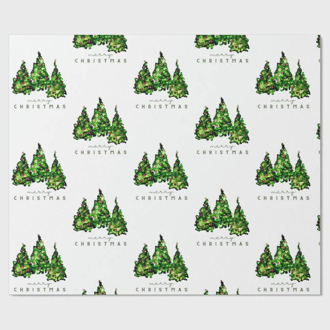 Alcohol Ink Design Christmas Tree Gift Wrap Geschenkpapier (Flach)