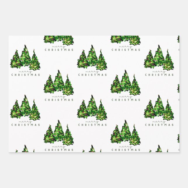 Alcohol Ink Design Christmas Tree Gift Wrap Geschenkpapier Set (Vorderseite)