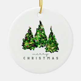 Alcohol Ink Design Christmas Tree Holiday Card Keramik Ornament