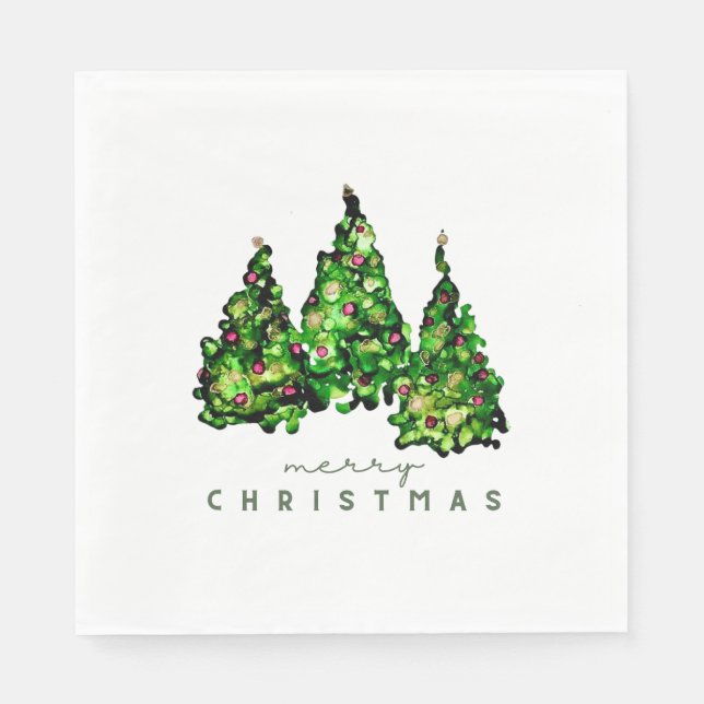 Alcohol Ink Design Christmas Tree Holiday Napkins Serviette (Vorderseite)