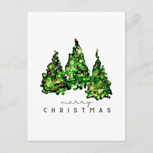 Alcohol Ink Design Christmas Tree Postcard Postkarte (Vorderseite)