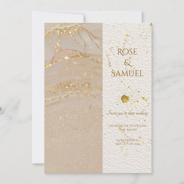 Alcohol Ink Glitter Chic Wedding Invitation Einladung (Vorderseite)