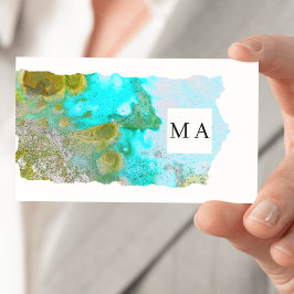 Alcohol Ink Glitter Graphic Artist Monogram  Visitenkarte