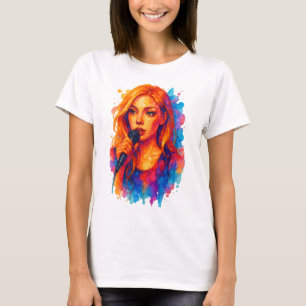 Alcohol Ink Portrait of a Young Female Singer T-Shirt