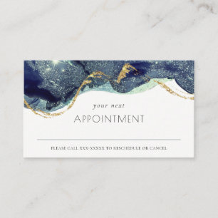 Alcohol Ink Silver Navy Blue Glitzer Ernennung Visitenkarte