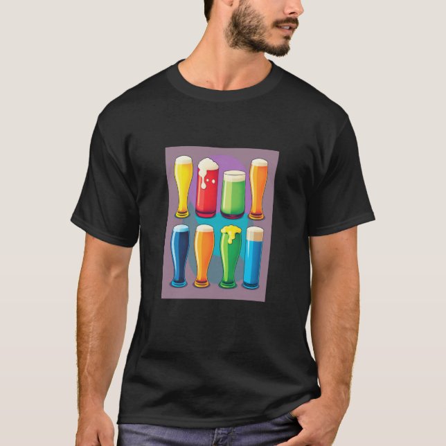 Alcoholic Drinks Enthusiast Pop Style Glasses Of B T-Shirt (Vorderseite)