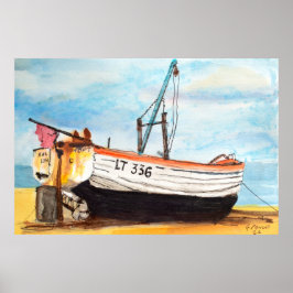 Aldeburgh-Boot am Strand – Wasserfarbe Küste Poster
