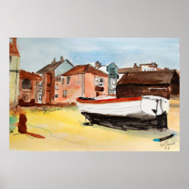 Aldeburgh-Druck – Wasserfarbenlandschaft an der Kü Poster
