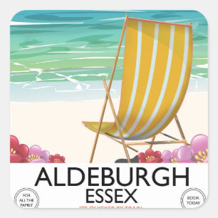 Aldeburgh Essex Beach Reiseplakat Quadratischer Aufkleber