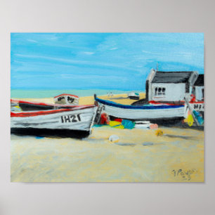 Aldeburgh Fischerboote und Strandhütten Poster