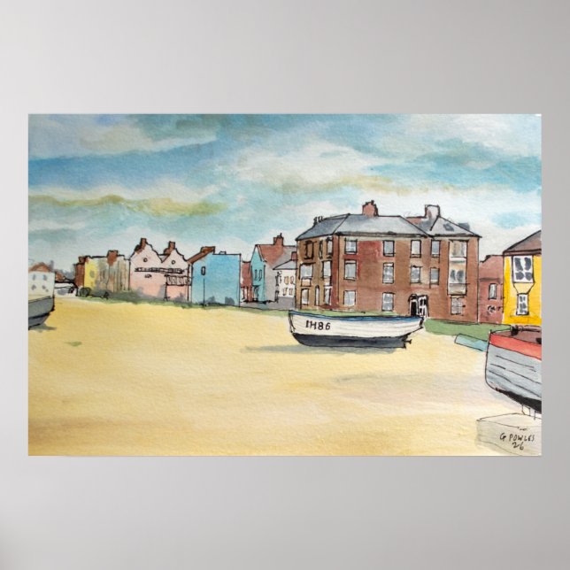 Aldeburgh Strand – Kunst an der Küstenmauer Poster (Vorne)