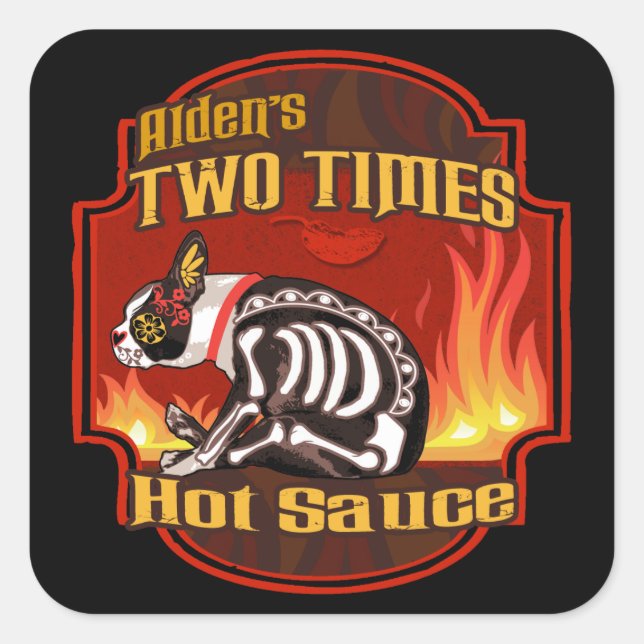 Aldens zweimaliger Sauce-Sticker Quadratischer Aufkleber (Vorderseite)