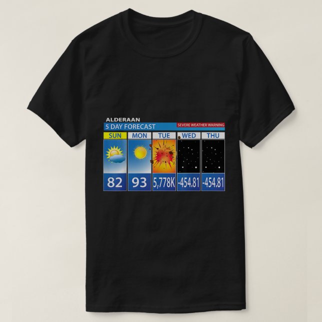 Alderaan 5 Day Forecast Funny Weather Forecas T-Shirt (Design vorne)