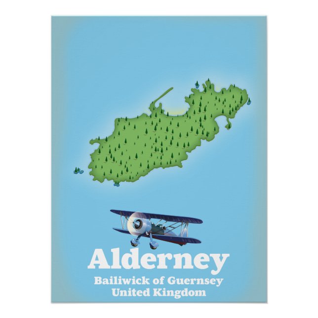 Alderney Bailiwick of Guernsey United Kingdom Map Poster (Vorderseite)