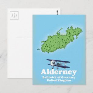 Alderney Bailiwick of Guernsey United Kingdom Map Postkarte