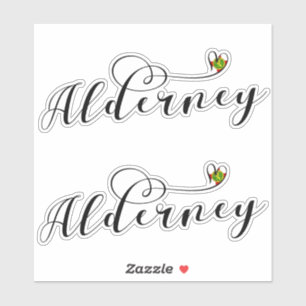 Alderney Flag Herz, Kanalinseln Aufkleber