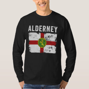 Alderney-Flagge Bedrängt  Männer Frauen Kinder  Ri T-Shirt