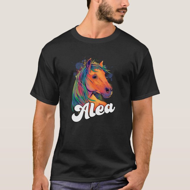 ALEA Adorable Mädchenname mit schönem Pferd T-Shirt (Vorderseite)