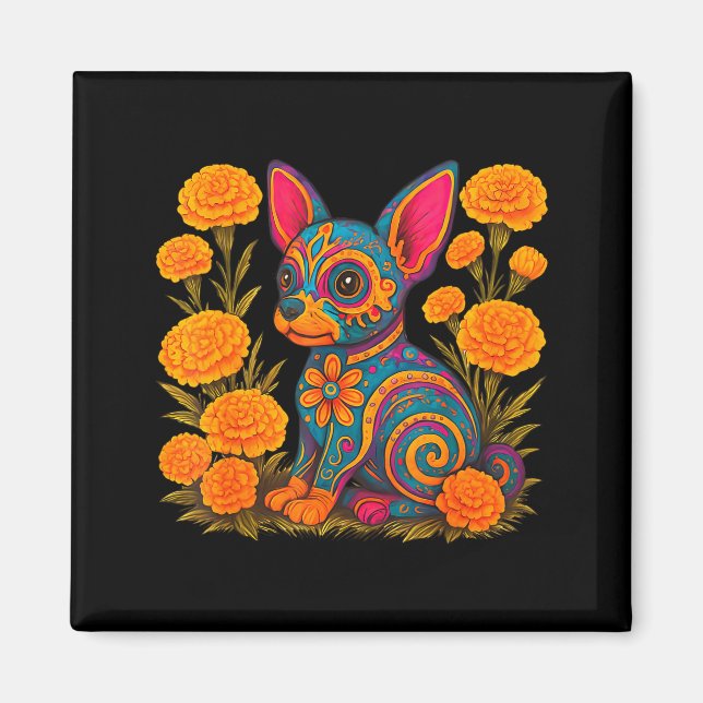 Alebrije Dog Flower Mexican Folk Art Owner Mom Dad Magnet (Vorne)