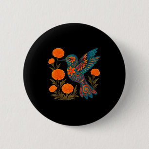 Alebrije Kolibri-Blume Mexikanische Volkskunst Vog Button