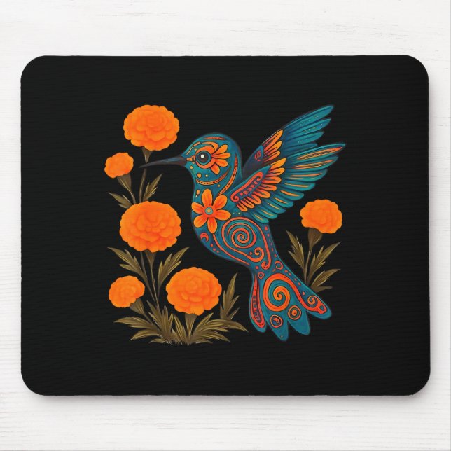 Alebrije Kolibri-Blume mexikanische Volkskunst Vog Mousepad (Vorne)