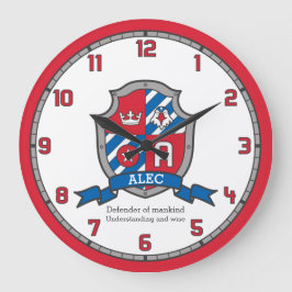 Alec-Jungs-Name bedeutet Heraldry-Ritter-Schild Große Wanduhr