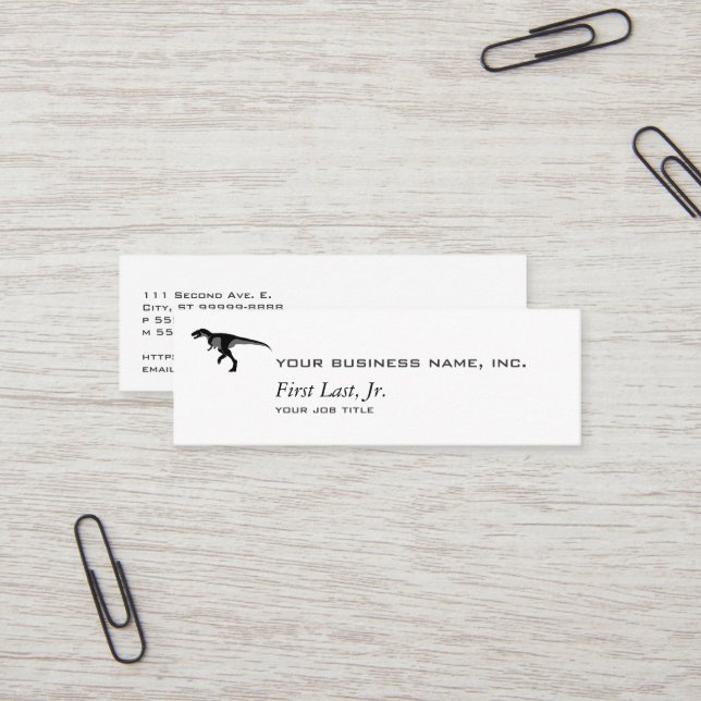 Alectrosaurus-Dinosaurier Mini Visitenkarte (Vorderseite/Rückseite Beispiel)