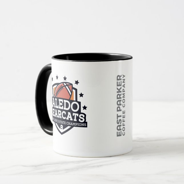 Aledobearcat-Staats-Champion 2018 "Schild" - 11oz. Zweifarbige Tasse (Vorderseite Links)