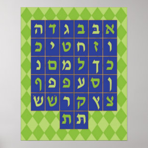 Alef-Beis-Plakat (Navy und grün) Poster