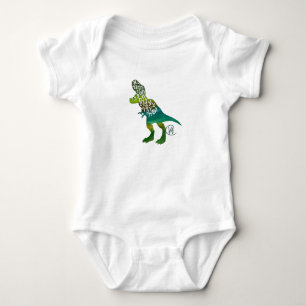 Alefsaurus Hebrew Alphabet Dinosaur Art Baby Strampler