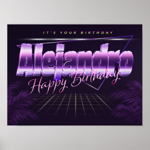 Alejandro Name Vorname retro Poster Geburtstag